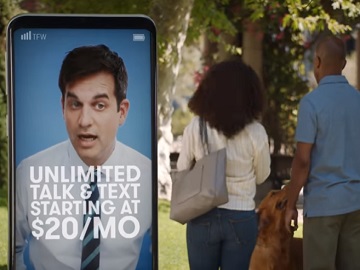 Tracfone Wireless Guy in Giant Smartphone Commercial
