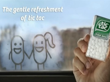Tic Tac Man Drawing Mint on Laptop Advert