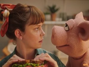 Quorn TV Advert Girl Lisa &amp; Pig Puppet